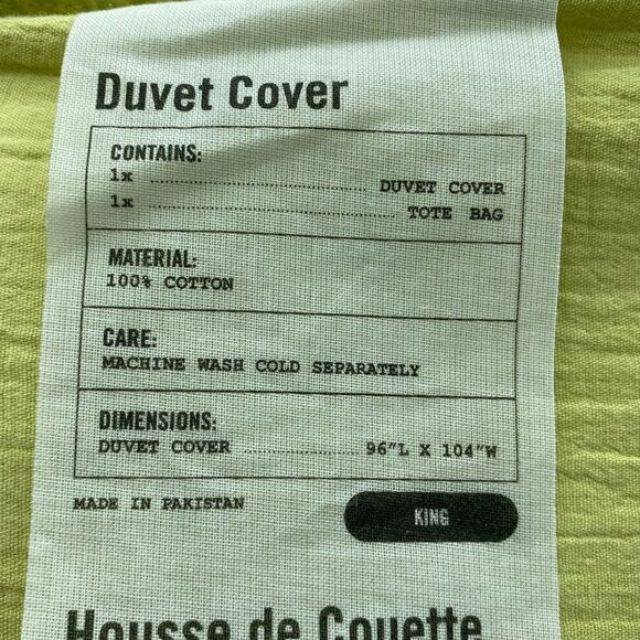 Urban Outfitters UO Home Duvet Cover 96"x104" King Mint Green 100% Cotton NWOT - Picture 3 of 11